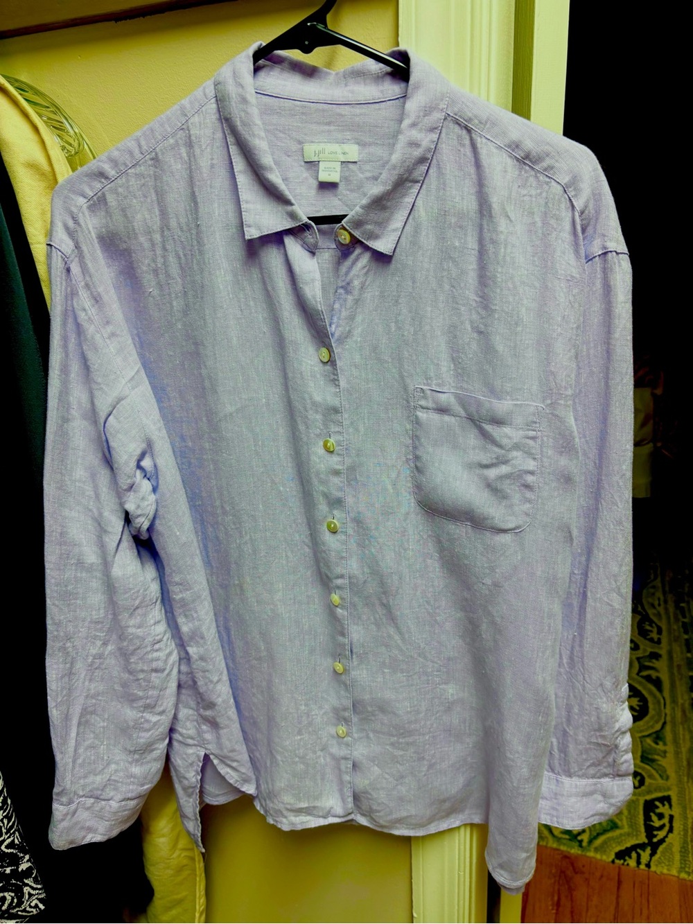 J. Jill Soft Lavender Linen Button-Down Shirt